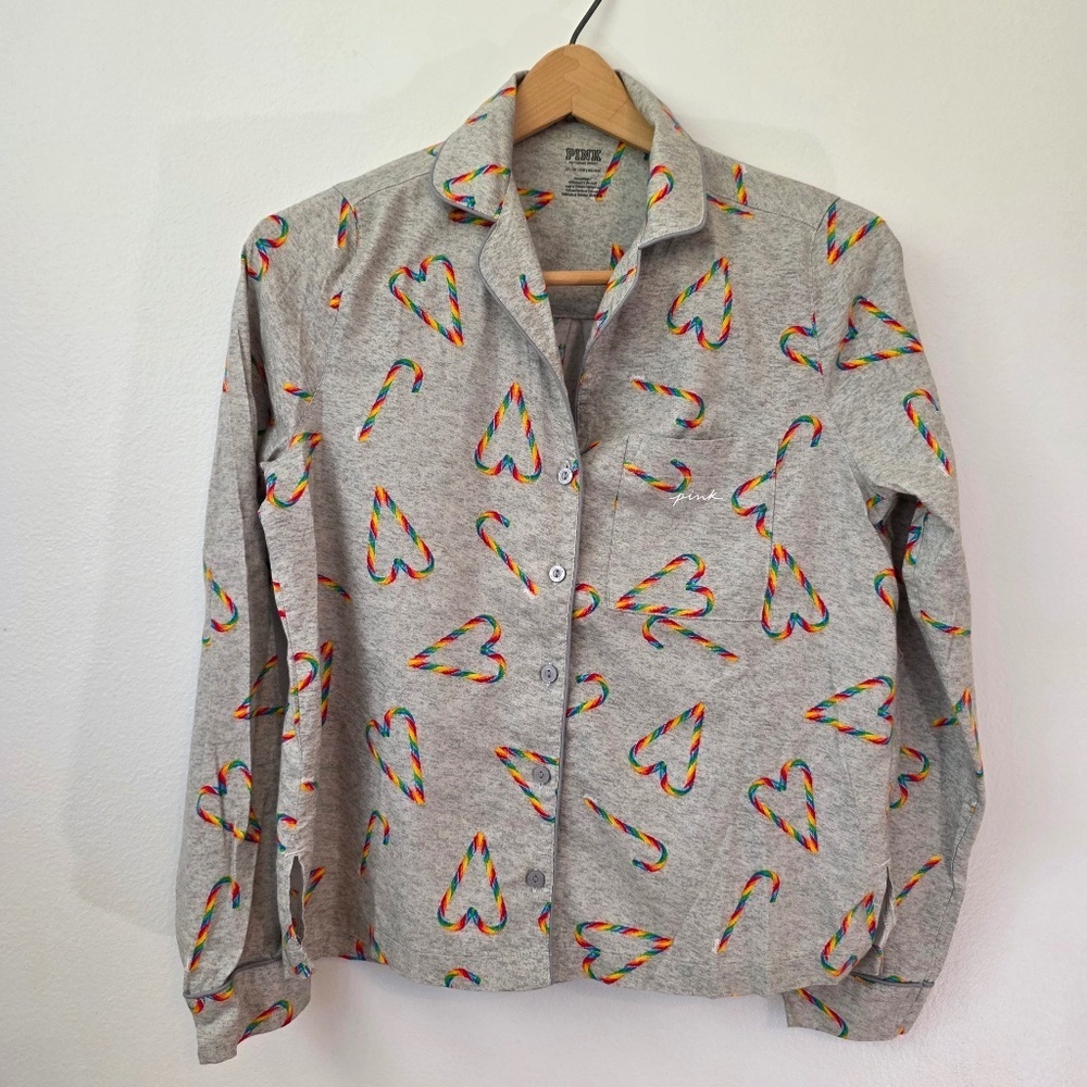 Victoria's‎ Secret Pajama Top with Rainbow Heart Pattern